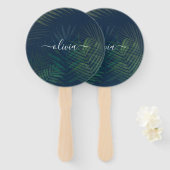 Donkergroen bladpatroon handwaaier (Voorkant en achterkant)