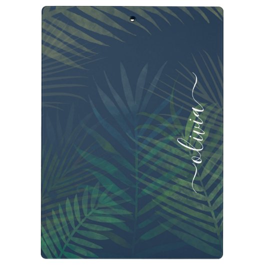 Donkergroen bladpatroon klembord (Achterkant)