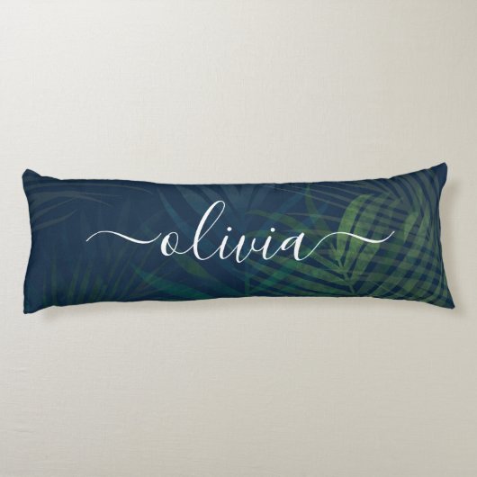 Donkergroen bladpatroon lichaamskussen (Achterkant)