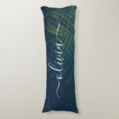 Donkergroen bladpatroon lichaamskussen (Voorkant Verticaal)