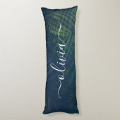 Donkergroen bladpatroon lichaamskussen (Achterkant (Verticaal))