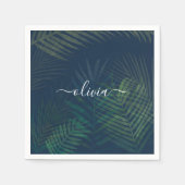 Donkergroen bladpatroon servet (Voorkant)