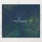 Donkergroen bladpatroon sparkling wijnetiket (Enkel label)