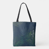 Donkergroen bladpatroon tote bag (Achterkant)