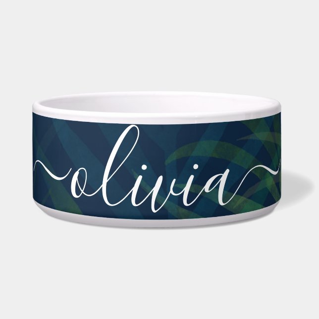 Donkergroen bladpatroon voerbakje (Voorkant)