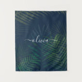 Donkergroen bladpatroon wandkleed (Voorkant)