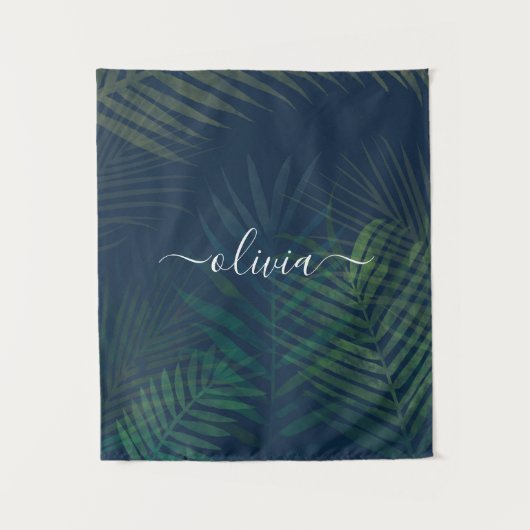 Donkergroen bladpatroon wandkleed (Voorkant)