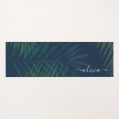 Donkergroen bladpatroon yogamat (Achterkant (horizontaal))