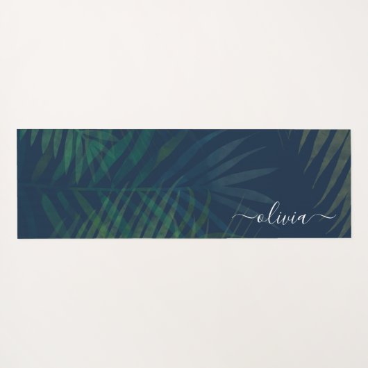 Donkergroen bladpatroon yogamat (Achterkant (horizontaal))