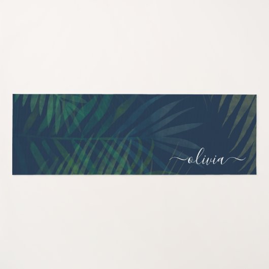 Donkergroen bladpatroon yogamat (Voorkant (horizontaal))