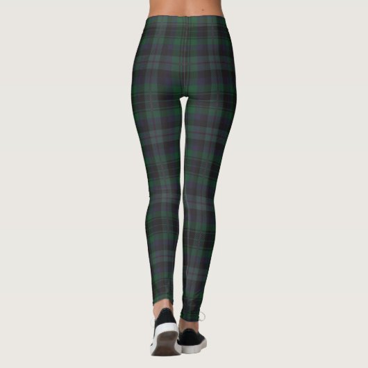 Donkergroen Blauw Tartan Plaid Leggings (Achterkant)