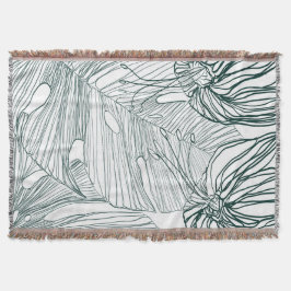 Donkergroen & blauwgroen Monstera Bladeren & Lelie Deken