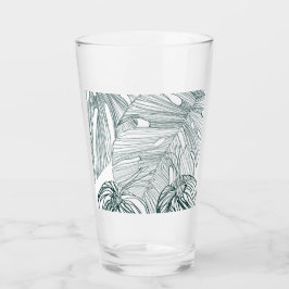 Donkergroen & blauwgroen Monstera Bladeren & Lelie Glas