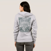 Donkergroen & blauwgroen Monstera Bladeren & Lelie Hoodie (Achterkant volledig)