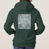 Donkergroen & blauwgroen Monstera Bladeren & Lelie Hoodie (Achterkant)