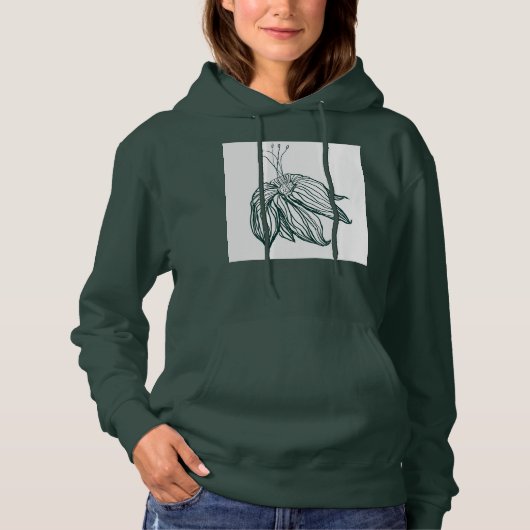 Donkergroen & blauwgroen Monstera Bladeren & Lelie Hoodie (Voorkant)