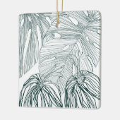 Donkergroen & blauwgroen Monstera Bladeren & Lelie Keramisch Ornament (Links)