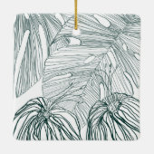 Donkergroen & blauwgroen Monstera Bladeren & Lelie Keramisch Ornament (Achterkant)