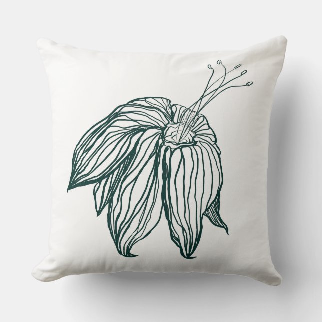 Donkergroen & blauwgroen Monstera Bladeren & Lelie Kussen (Voorkant)