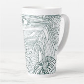 Donkergroen & blauwgroen Monstera Bladeren & Lelie Latte Mok (Rechterhoek)