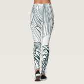 Donkergroen & blauwgroen Monstera Bladeren & Lelie Leggings (Achterkant)