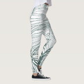 Donkergroen & blauwgroen Monstera Bladeren & Lelie Leggings (Rechts)