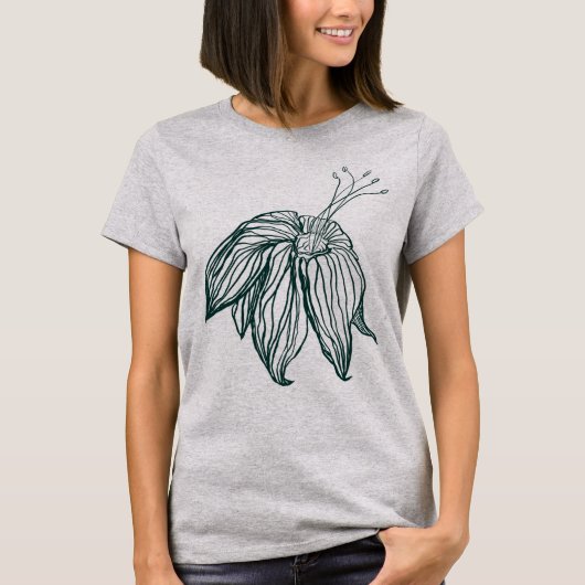 Donkergroen & blauwgroen Monstera Bladeren & Lelie T-shirt (Voorkant)