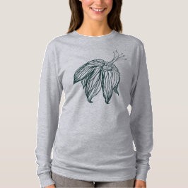 Donkergroen & blauwgroen Monstera Bladeren & Lelie T-shirt
