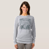 Donkergroen & blauwgroen Monstera Bladeren & Lelie T-shirt (Voorkant volledig)