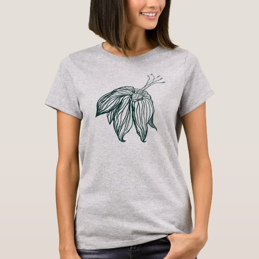 Donkergroen & blauwgroen Monstera Bladeren & Lelie T-shirt (Voorkant)