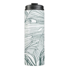 Donkergroen & blauwgroen Monstera Bladeren & Lelie Thermosbeker