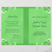 Donkergroen Bloemen Bi Fold Trouwprogramma (Voorkant)