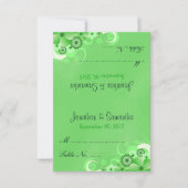 Donkergroen Bloemen Gevouwen Bruiloft Tafel Plaats Kaart (Voorkant)