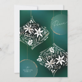 Donkergroen Bloemen Ornament Non-foto Feestdagenkaart