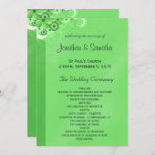 Donkergroen Bloemen Vlak Huwelijksprogramma Sjablo Programmakaart (Voorkant / Achterkant)