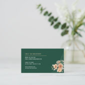 Donkergroen bloemencirkel monogram visitekaartje (Staand voorkant)