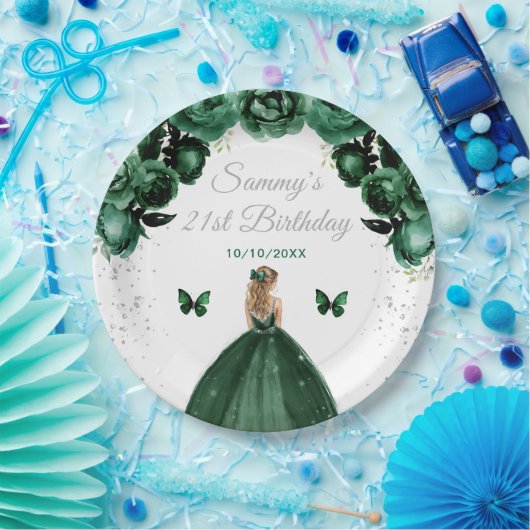 Donkergroen Blond Haar Prinses Verjaardagsfeest Papieren Bordje (Feest)