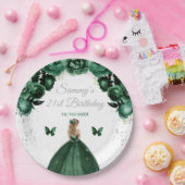 Donkergroen Blond Haar Prinses Verjaardagsfeest Papieren Bordje (Feest)