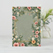 Donkergroen boeket van bloemen bruiloft kaart (Staand voorkant)