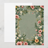 Donkergroen boeket van bloemen bruiloft kaart (Voorkant / Achterkant)