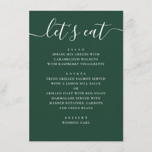 Donkergroen bos-huwelijk Modern schrift diner Menu