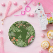 Donkergroen bos Kikker-bijenpaddenstoel Rustisch Papieren Bordje (Feest)