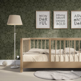 Donkergroen bosblok Print Damask Behang