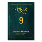  donkergroen bruiloft tafel nummers kaart (Achterkant)
