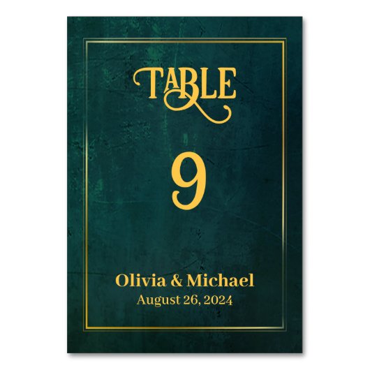  donkergroen bruiloft tafel nummers kaart (Voorkant)