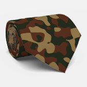 Donkergroen, bruin en olijfcamouflagepatroon stropdas (Opgerold)