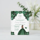 Donkergroen bruin haar Prinses verjaardagsfeestje Briefkaart (Staand voorkant)