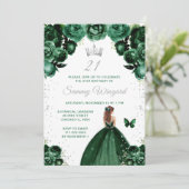 Donkergroen bruin haar Prinses verjaardagsfeestje Kaart (Staand voorkant)