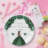 Donkergroen bruin haar Prinses verjaardagsfeestje Papieren Bordje (Feest)