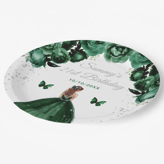 Donkergroen bruin haar Prinses verjaardagsfeestje Papieren Bordje (Gekanteld)